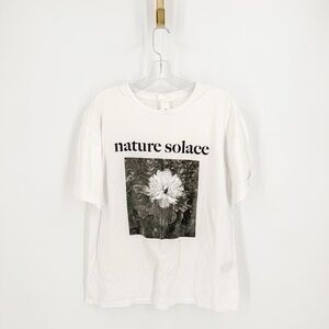 H&M White Graphic Tee - Nature Solace